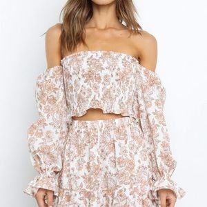 Petal & Pup Gabriella top in tan floral